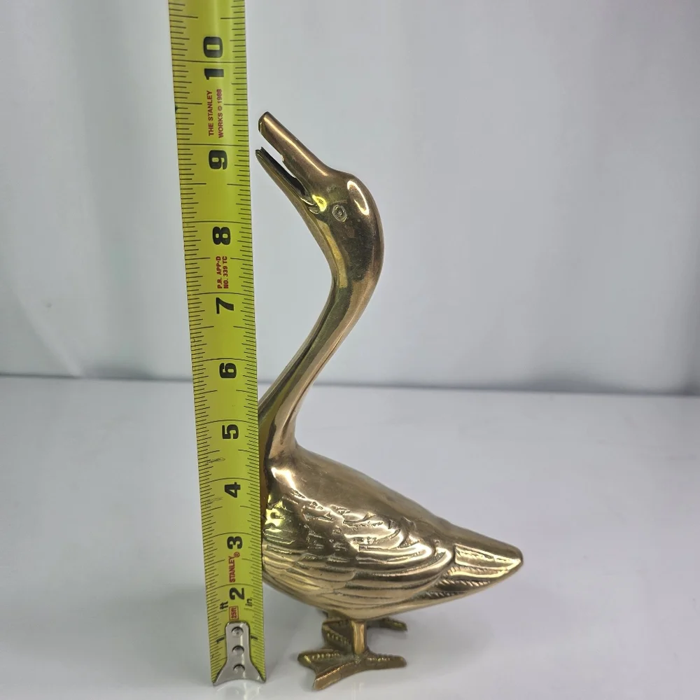 Vintage Brass Duck Goose Webbed Feet Legs Long Neck. - Picture 6 of 12